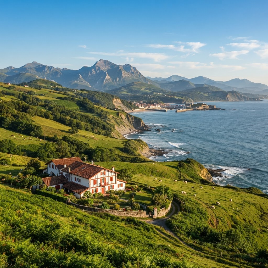 Paysage des Pyrénées-Atlantiques - montagnes basques et littoral atlantique